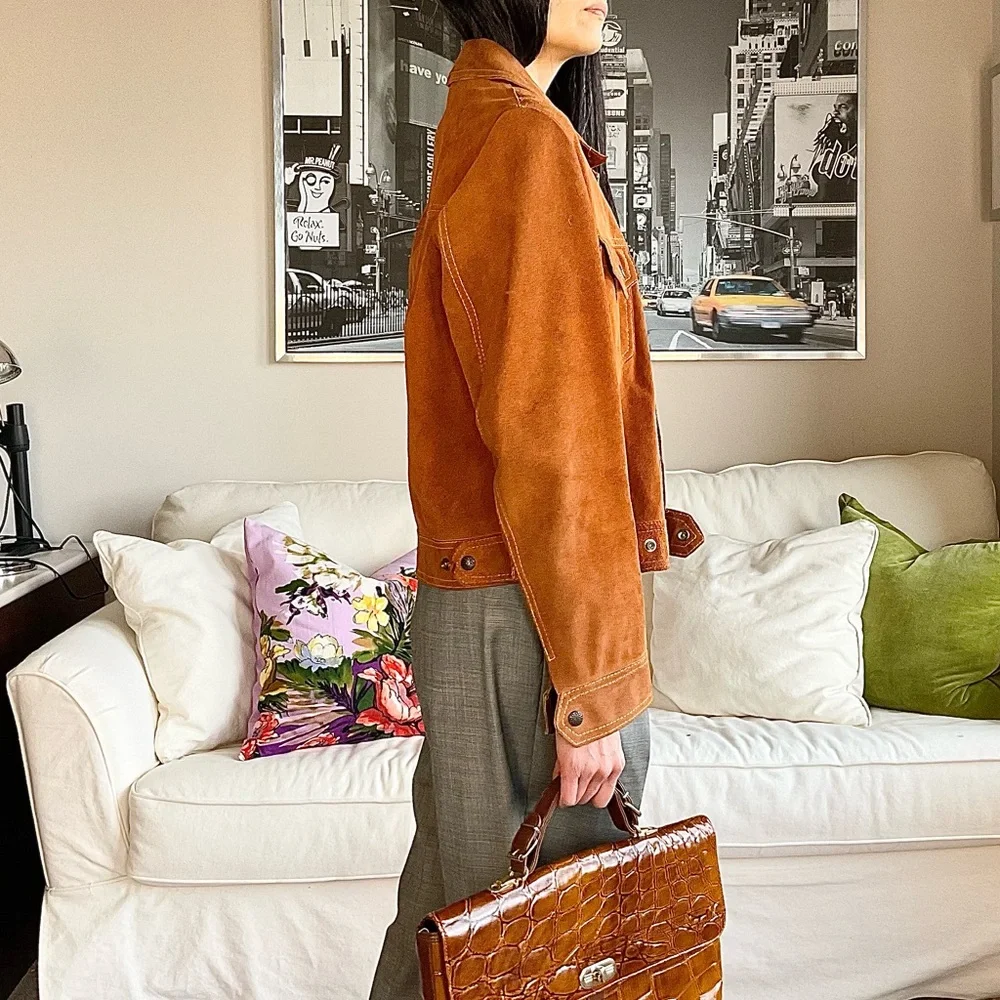 Boxy Brown suede jacket - Picture 4 of 15